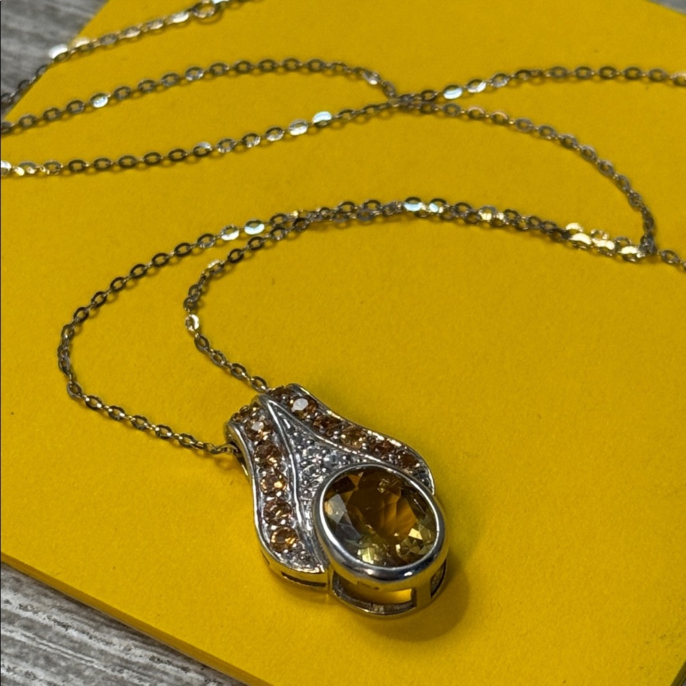 NWOT Elegant J&T 925 Silver and Gemstone Pendant Necklace